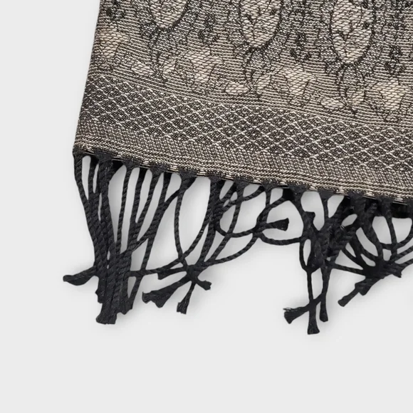 Talbots Black & Brown Paisley Wool Maxi Skirt – Fringe Hem Size 6 - Picture 13 of 14